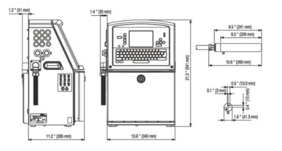 環(huán)保型電腦噴碼機平面參數圖：